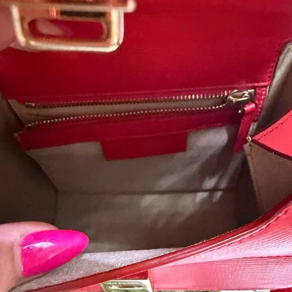 Givenchy Pandora Mini Crossbody Bag Red Leather Authentic - Picture 9 of 12